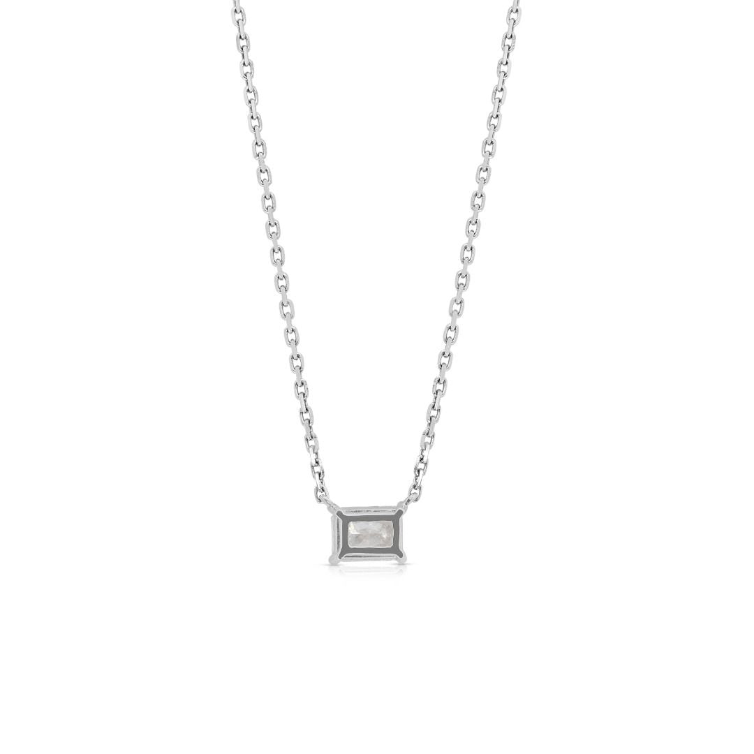 Brilliant 0.72ct Radiant Natural Diamond Necklace in 18K White Gold