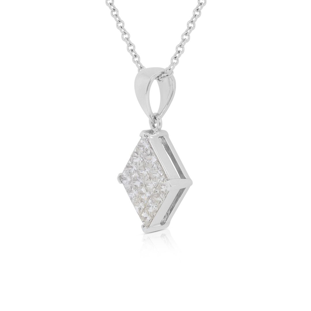 Stunning 0.96 Natural Diamond Necklace in 18K White Gold