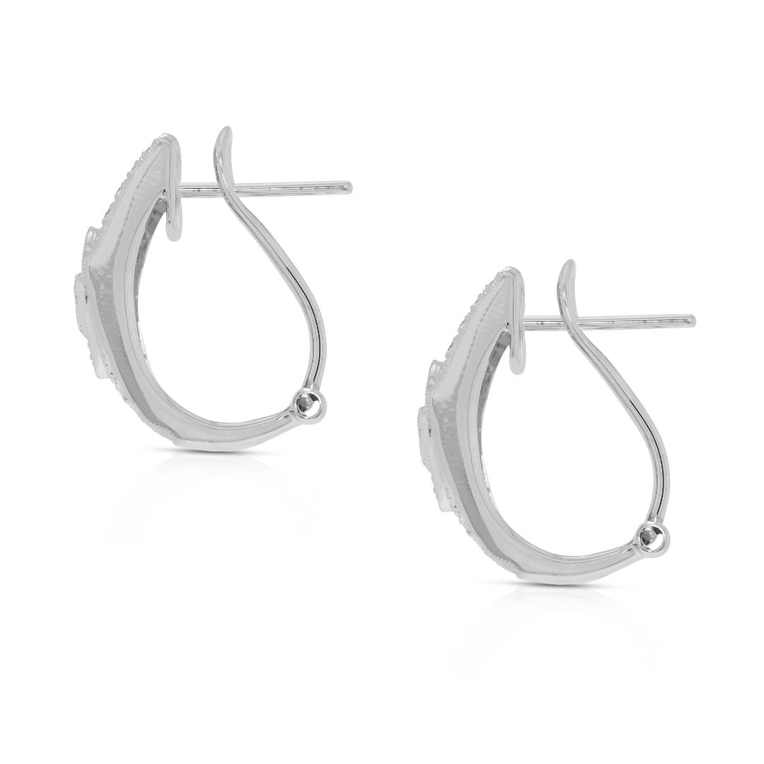 Brilliant 0.72ct Natural Diamond 18K White Gold Latch Back Earrings