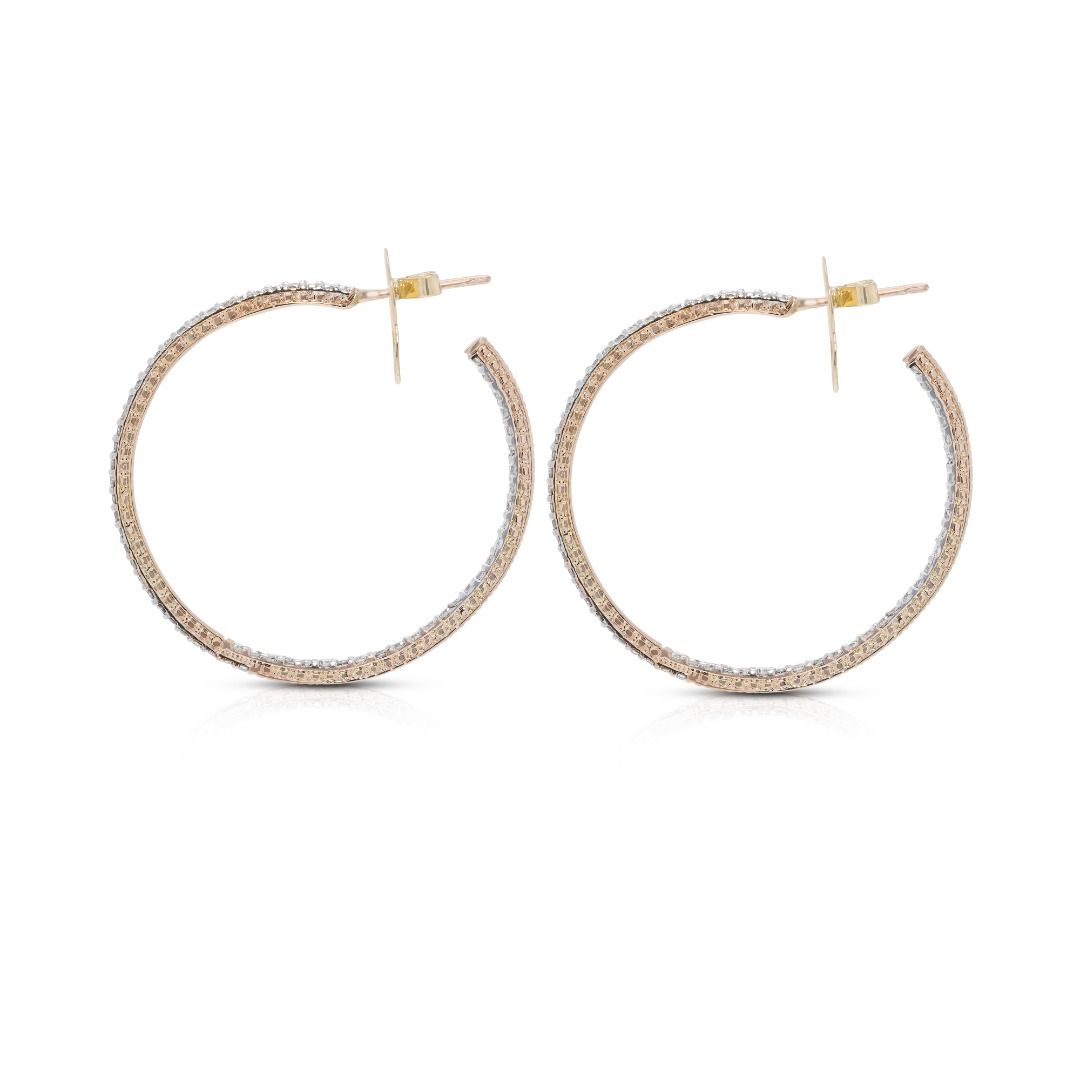 Captivating 2.1ct Natural Brown Diamond Hoop Earrings in 14K Yellow Gold