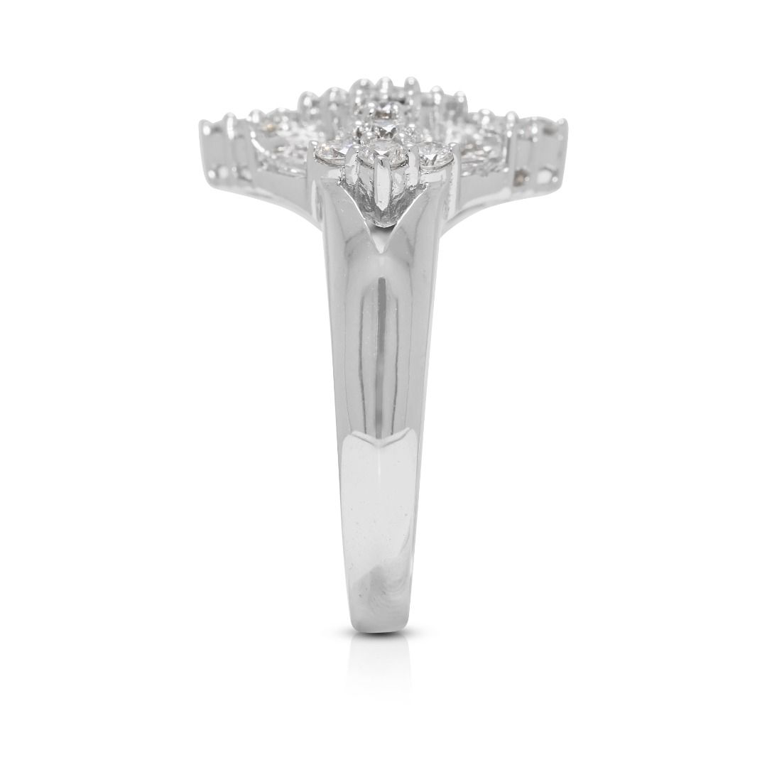 Luminous 0.86ct Natural Diamond 18K White Gold Statement Ring
