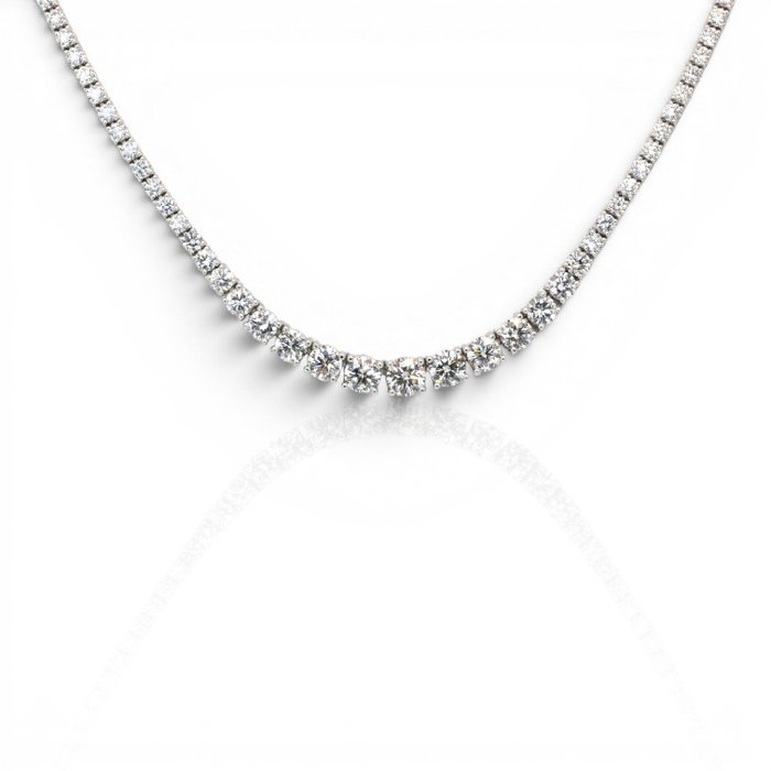 7.03 Carats IGI Certified Natural Diamond 18K White Gold Necklace