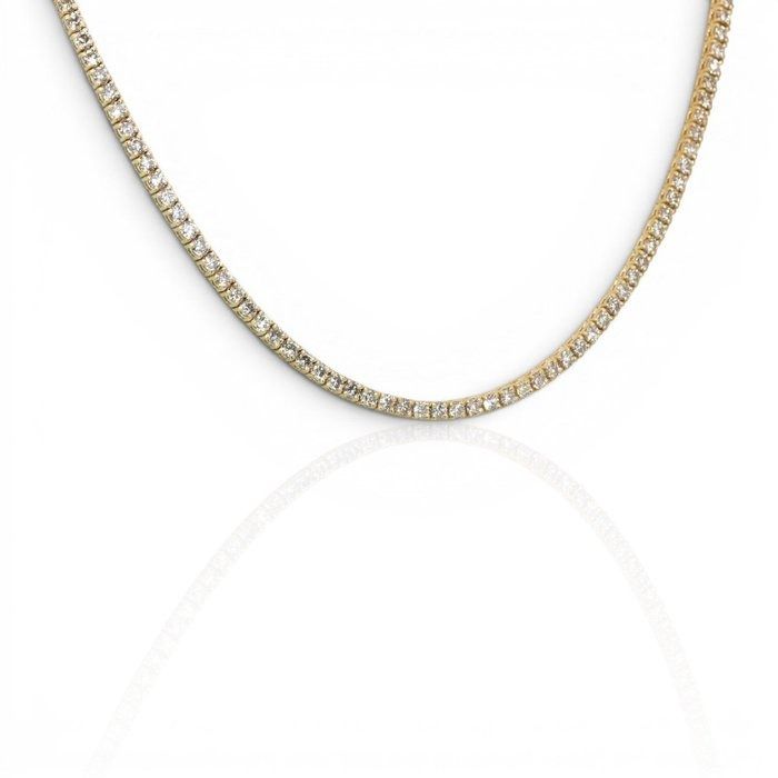 6.30 Carats GCI Certified Natural Diamond 14K Yellow Gold Necklace