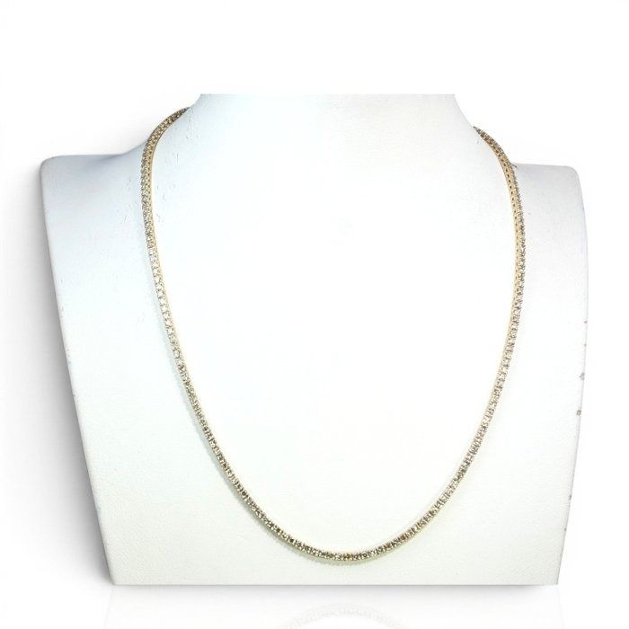 6.30 Carats GCI Certified Natural Diamond 14K Yellow Gold Necklace