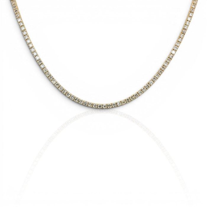 6.30 Carats GCI Certified Natural Diamond 14K Yellow Gold Necklace