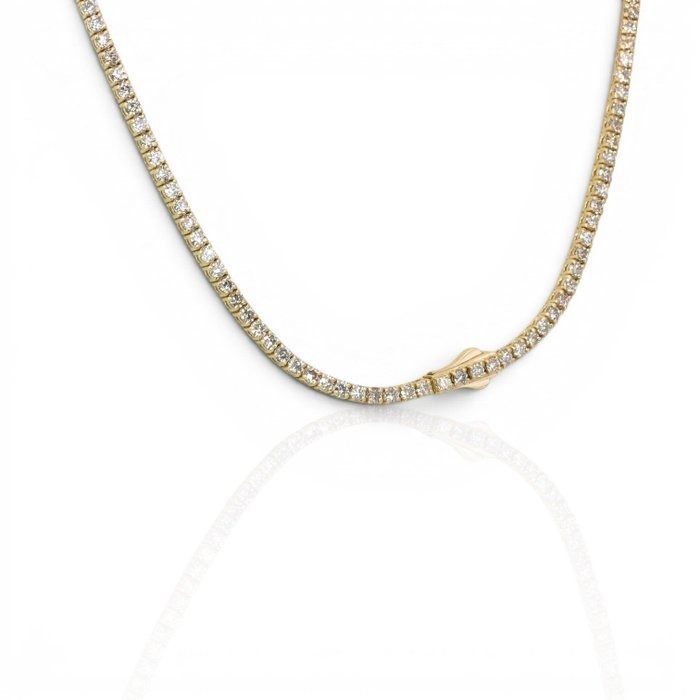 6.30 Carats GCI Certified Natural Diamond 14K Yellow Gold Necklace