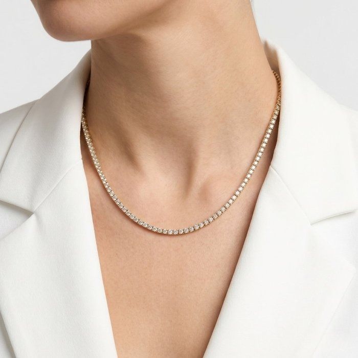6.30 Carats GCI Certified Natural Diamond 14K Yellow Gold Necklace