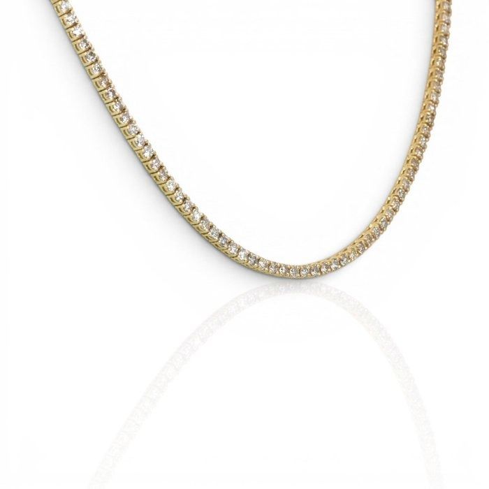 6.30 Carats GCI Certified Natural Diamond 14K Yellow Gold Necklace