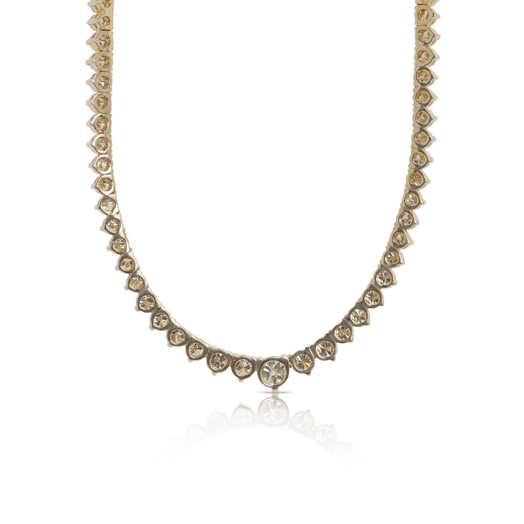 Elegant 8 carat and 16 points Natural Diamond Collar Necklace in 14K Yellow Gold