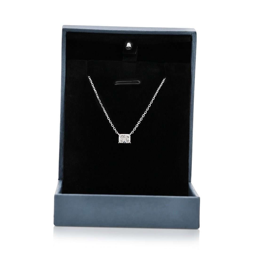 Brilliant 0.72ct Radiant Natural Diamond Necklace in 18K White Gold
