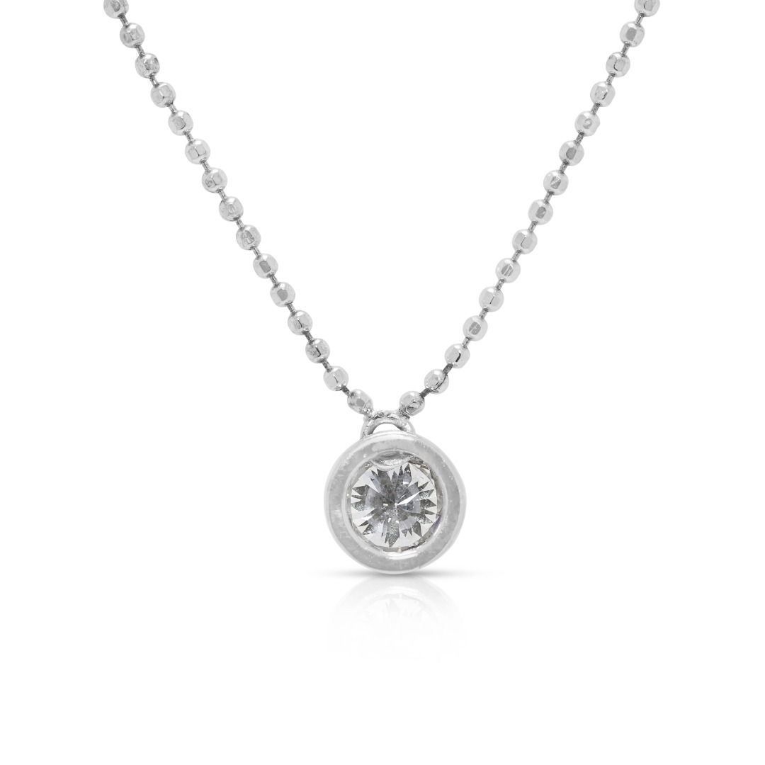 Polished 0.28ct Natural Diamond 18K White Gold Solitaire Necklace