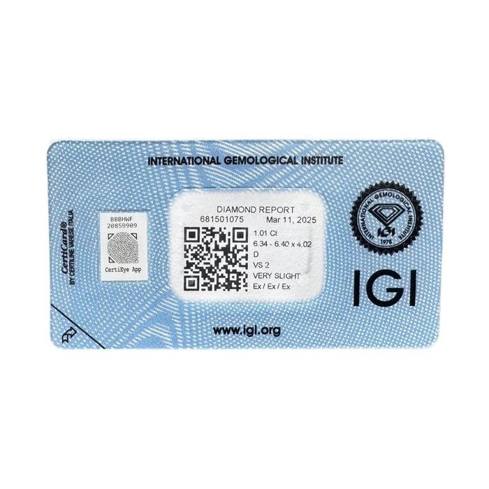 Radiant 1.01ct Triple Excellent Ideal Cut Round-Shaped Diamond - IGI Certified