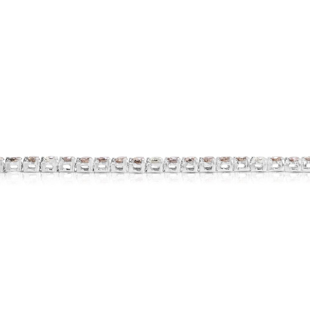 Sparkling 4.96ct Round Brilliant Natural Diamond Bracelet in 18K White Gold