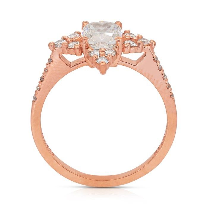 Radiant 1.48ct Diamonds Pave Ring in 18k Rose Gold