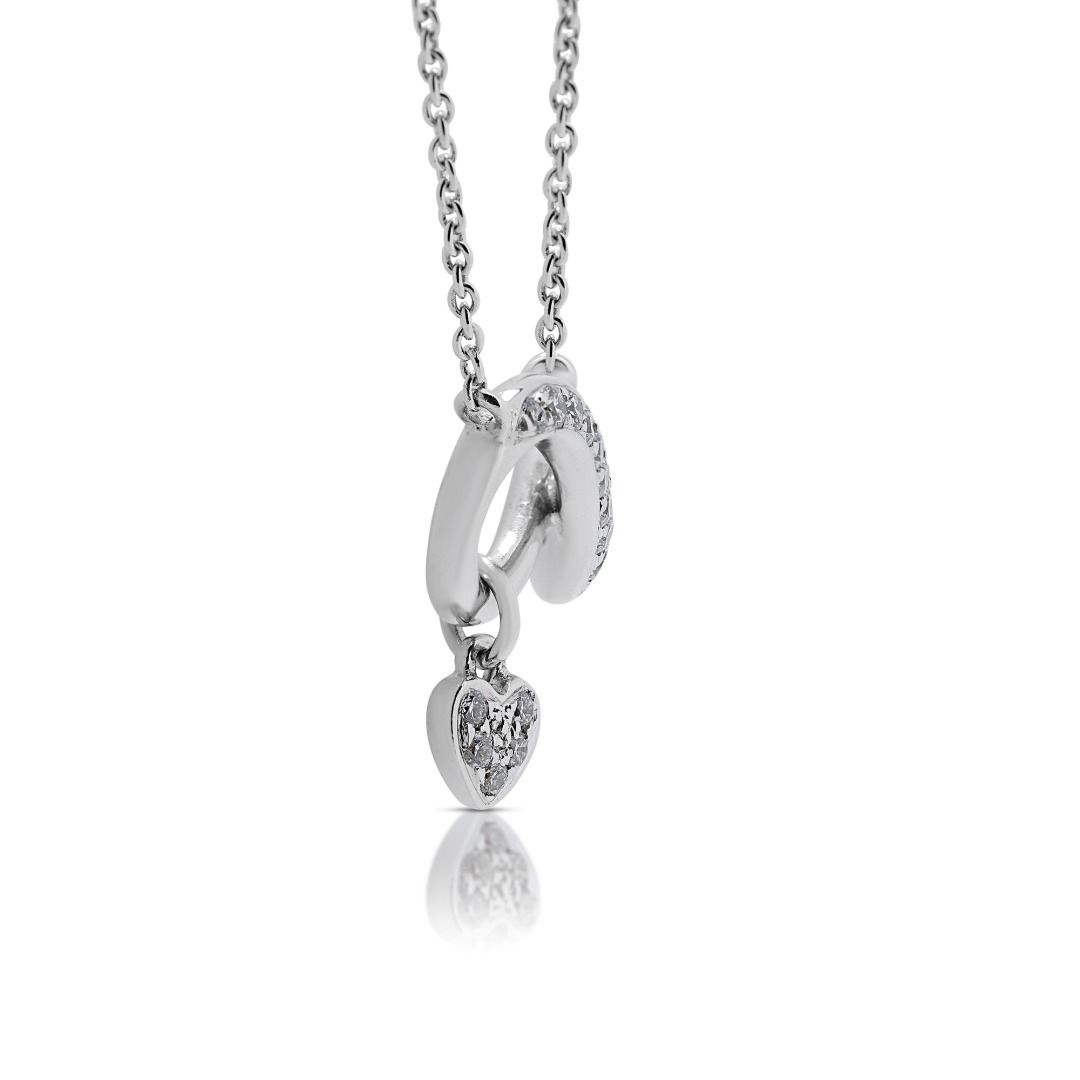 Sophisticated Quarter Carat Natural Diamond Necklace in 18K White Gold