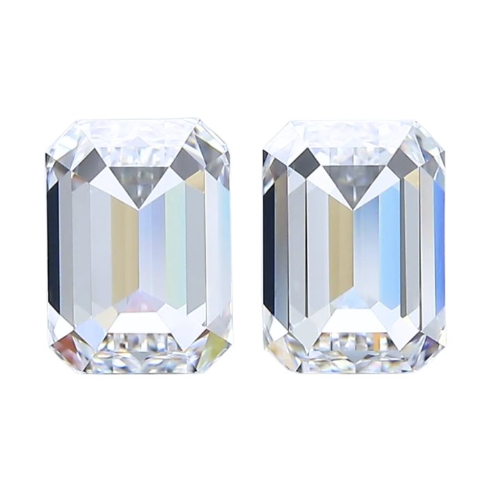 Dazzling 2.00ct Pair of Emerald Cut Diamonds - IGI Certified