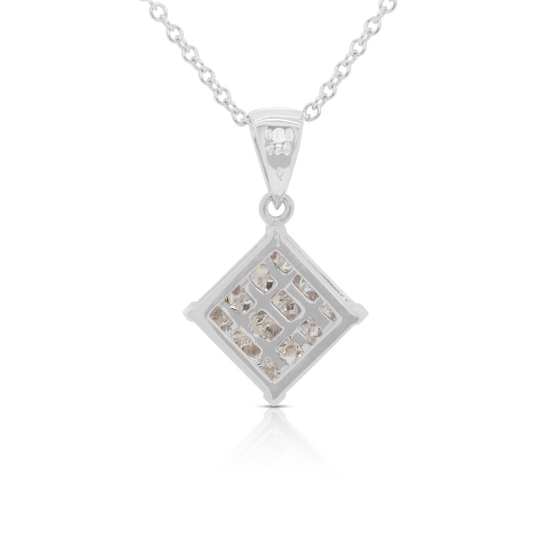 Stunning 0.96 Natural Diamond Necklace in 18K White Gold