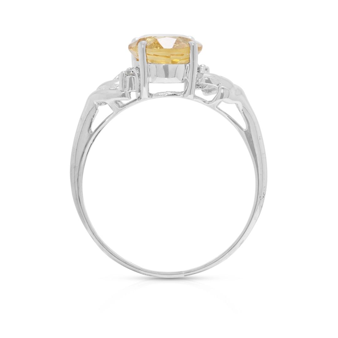 Stunning 1.88ct Citrine & Natural Diamond Ring in 18K White Gold