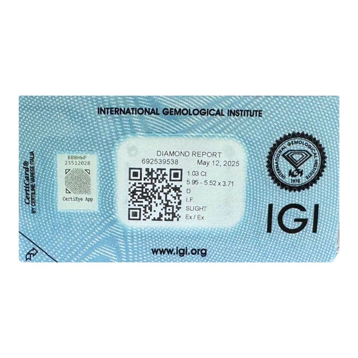 Radiant 1.03ct Double Excellent Ideal Cut Cushion-Shaped Diamond - IGI Certified