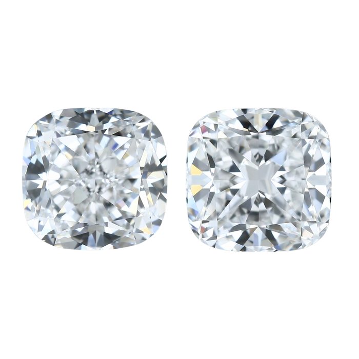 Dazzling 2.03ct Double Excellent Ideal Cut Pair of Cushion-Shaped Diamonds - GIA Certified