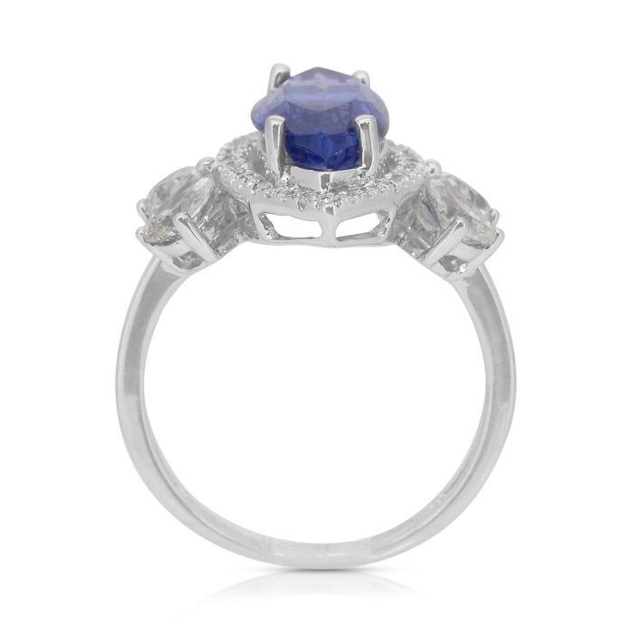 Captivating 6.15ct Tanzanite and Diamonds Cocktail Ring in 18k White Gold