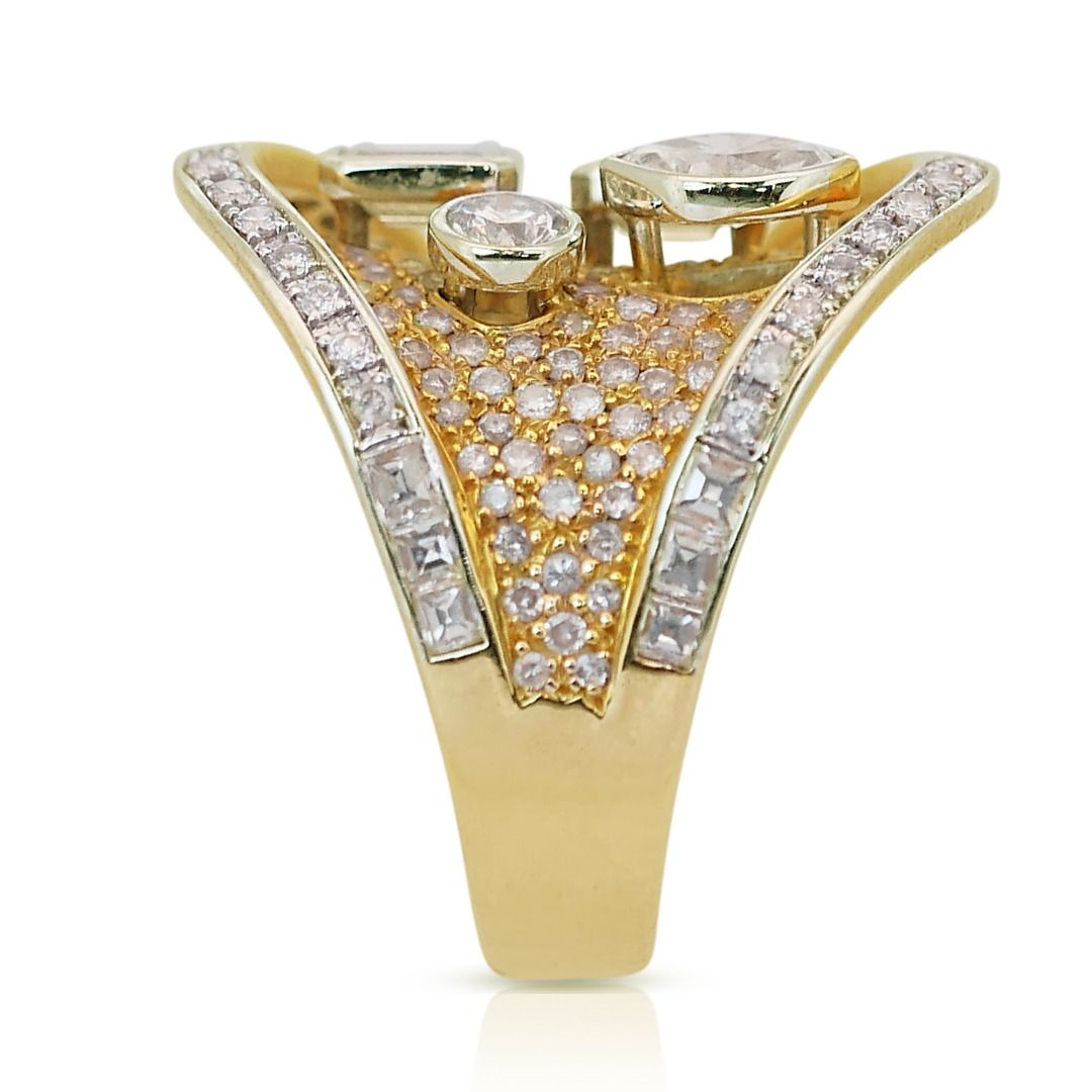Peerless 3.03ct Natural Diamond Cluster Ring 14K Yellow Gold - IGI Certified
