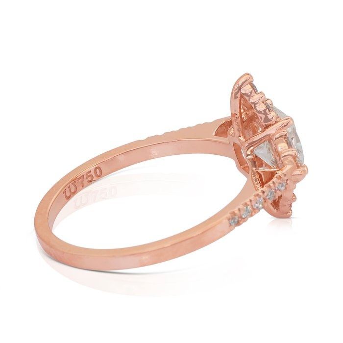 Radiant 1.48ct Diamonds Pave Ring in 18k Rose Gold