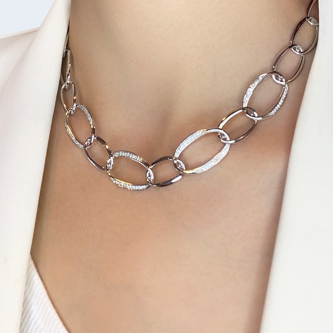 Substantial 0.65ct Natural Diamond Necklace in 18K White Gold