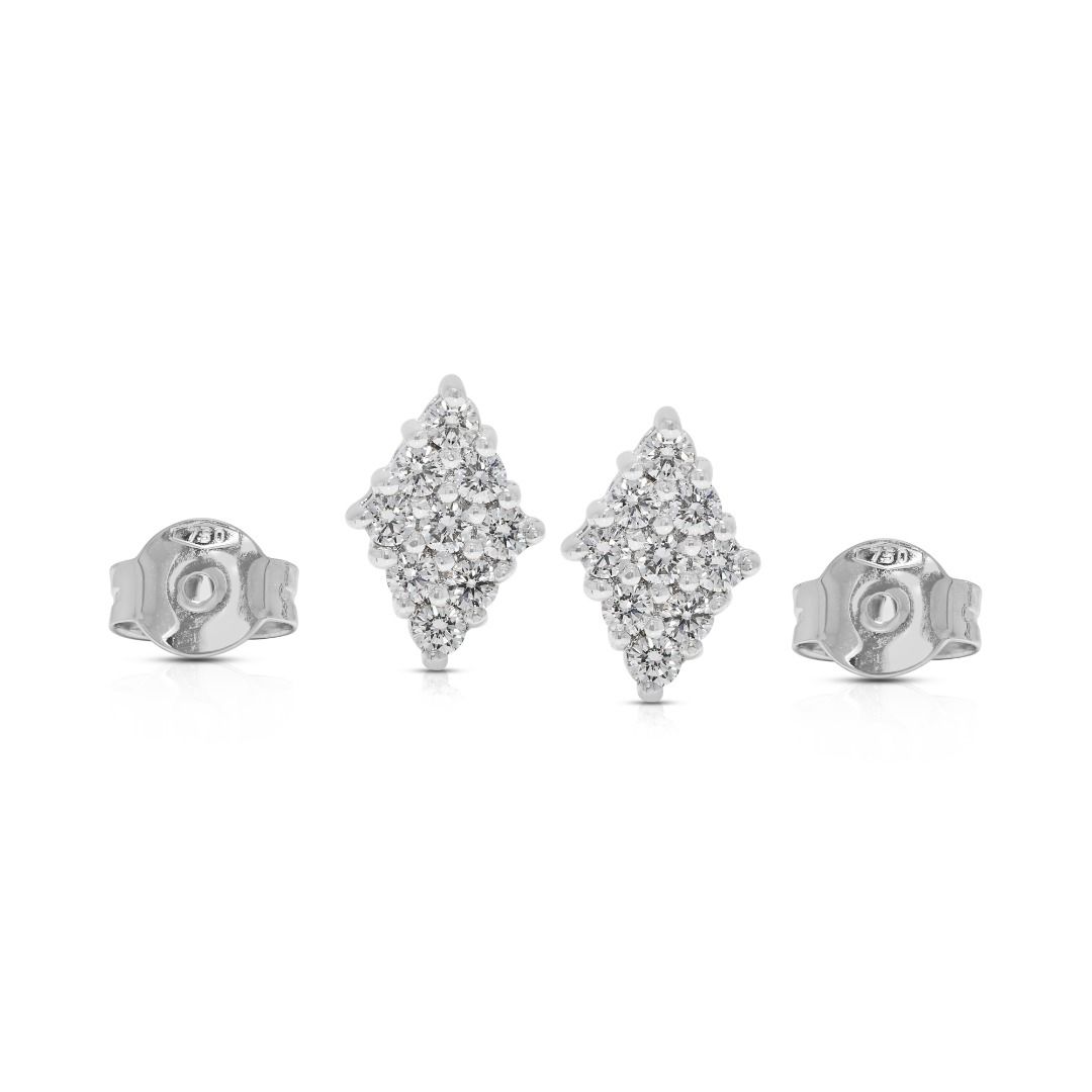 Radiant 0.27ct Natural Diamond 18K White Gold Earrings