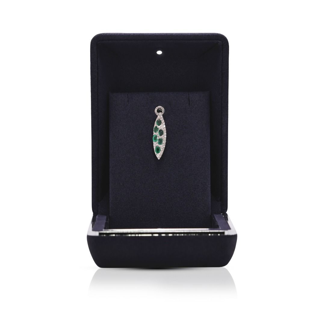 Vibrant 1.15ct Emerald & Natural Diamond Pendant in 9K White Gold