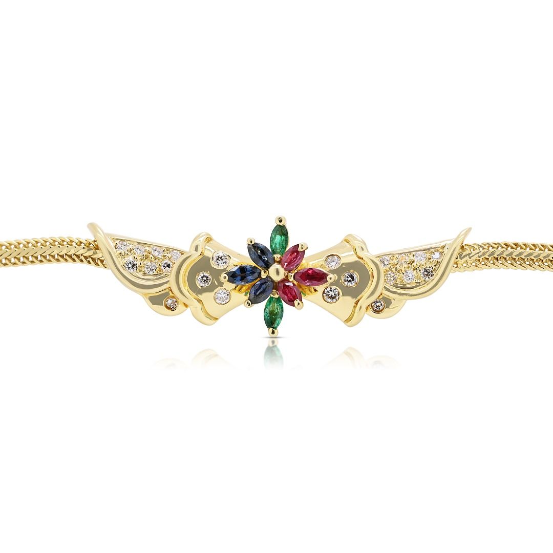 Exceptional Multi-Gemstone Bracelet with Diamonds in 18K Yellow Gold