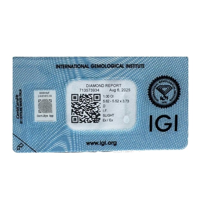 Brilliant 1.00ct Double Excellent Ideal Cut Cushion-Shaped Diamond - IGI Certified