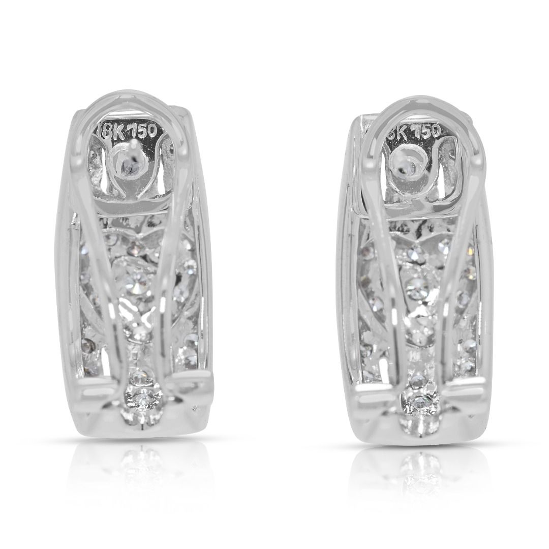 Brilliant 0.72ct Natural Diamond 18K White Gold Latch Back Earrings