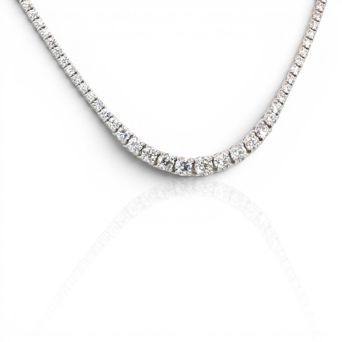 7.03 Carats IGI Certified Natural Diamond 18K White Gold Necklace