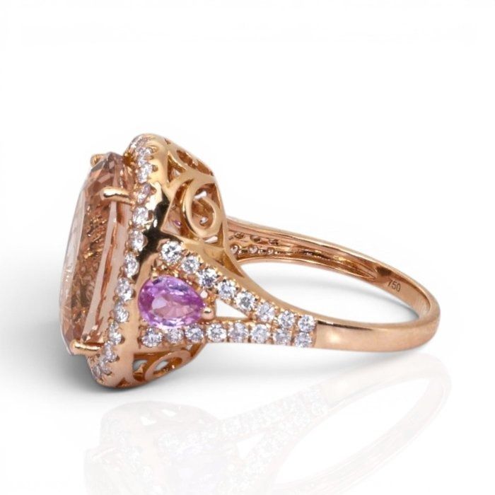 8.30 Carat IGI Certified Natural Morganite 18K Rose Gold Cocktail Ring