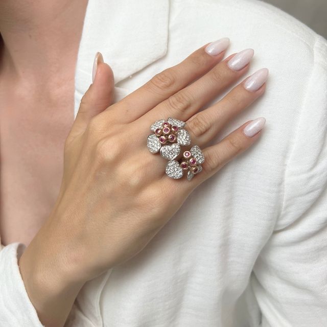 Opulent 3.62ct Ruby & Diamond Ring in 14K White Gold - IGI Certified