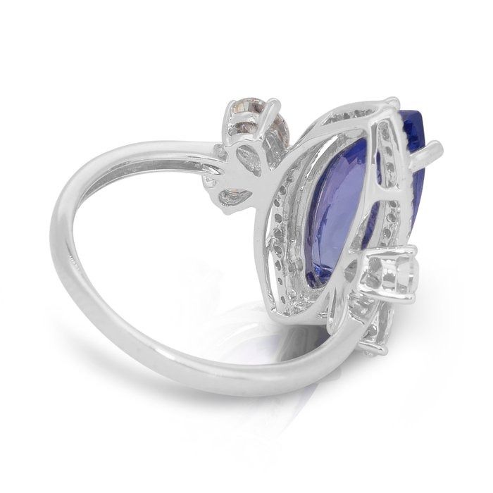 Captivating 6.15ct Tanzanite and Diamonds Cocktail Ring in 18k White Gold