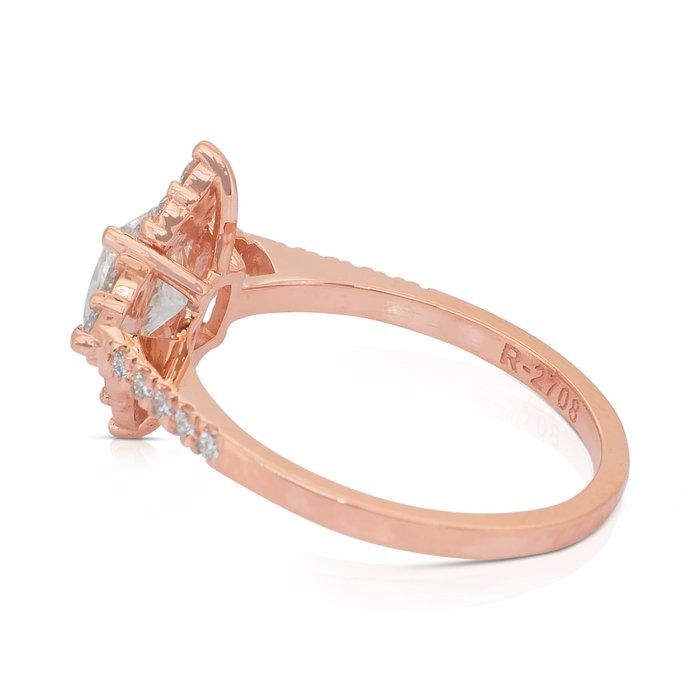 Radiant 1.48ct Diamonds Pave Ring in 18k Rose Gold