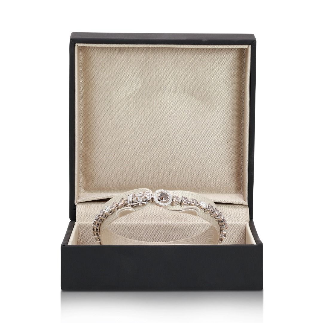 Sparkling 4.96ct Round Brilliant Natural Diamond Bracelet in 18K White Gold