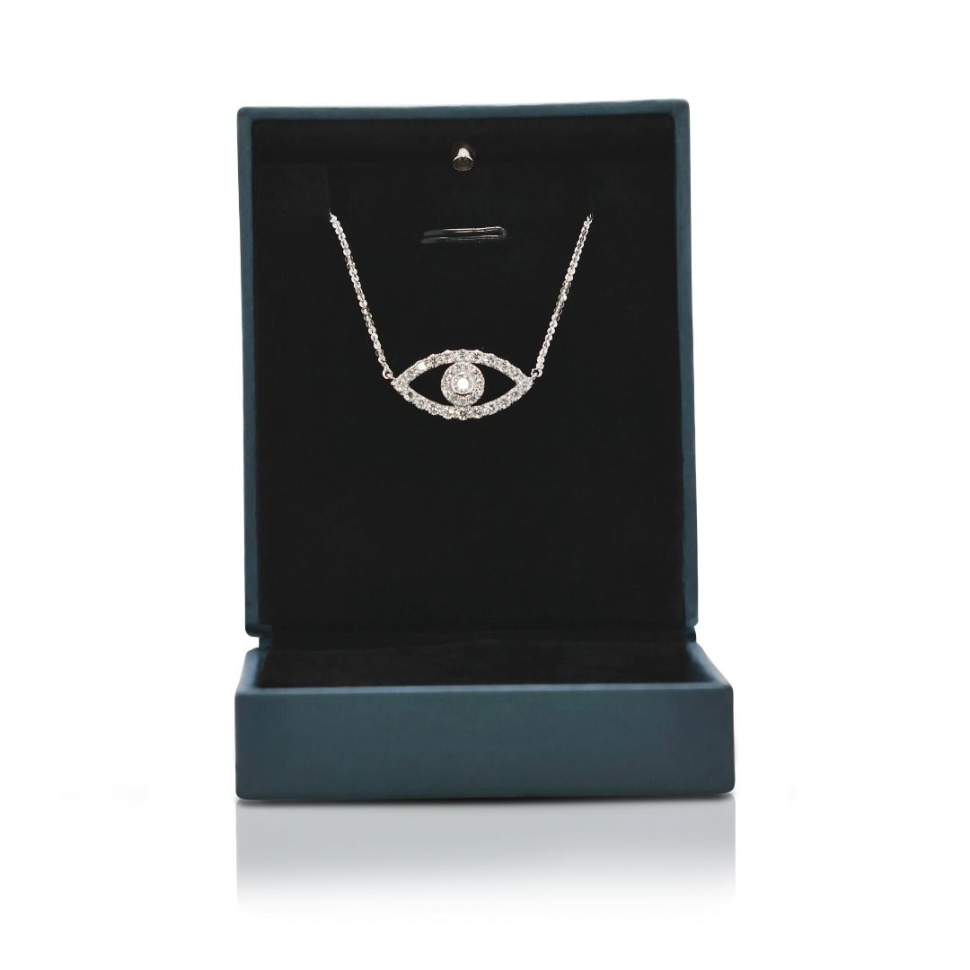 Mesmerizing 0.57ct Natural Diamond Eye Necklace in 18K White Gold