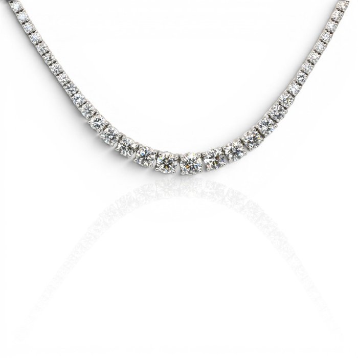 7.03 Carats IGI Certified Natural Diamond 18K White Gold Necklace