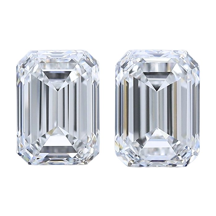 Dazzling 2.00ct Pair of Emerald Cut Diamonds - IGI Certified