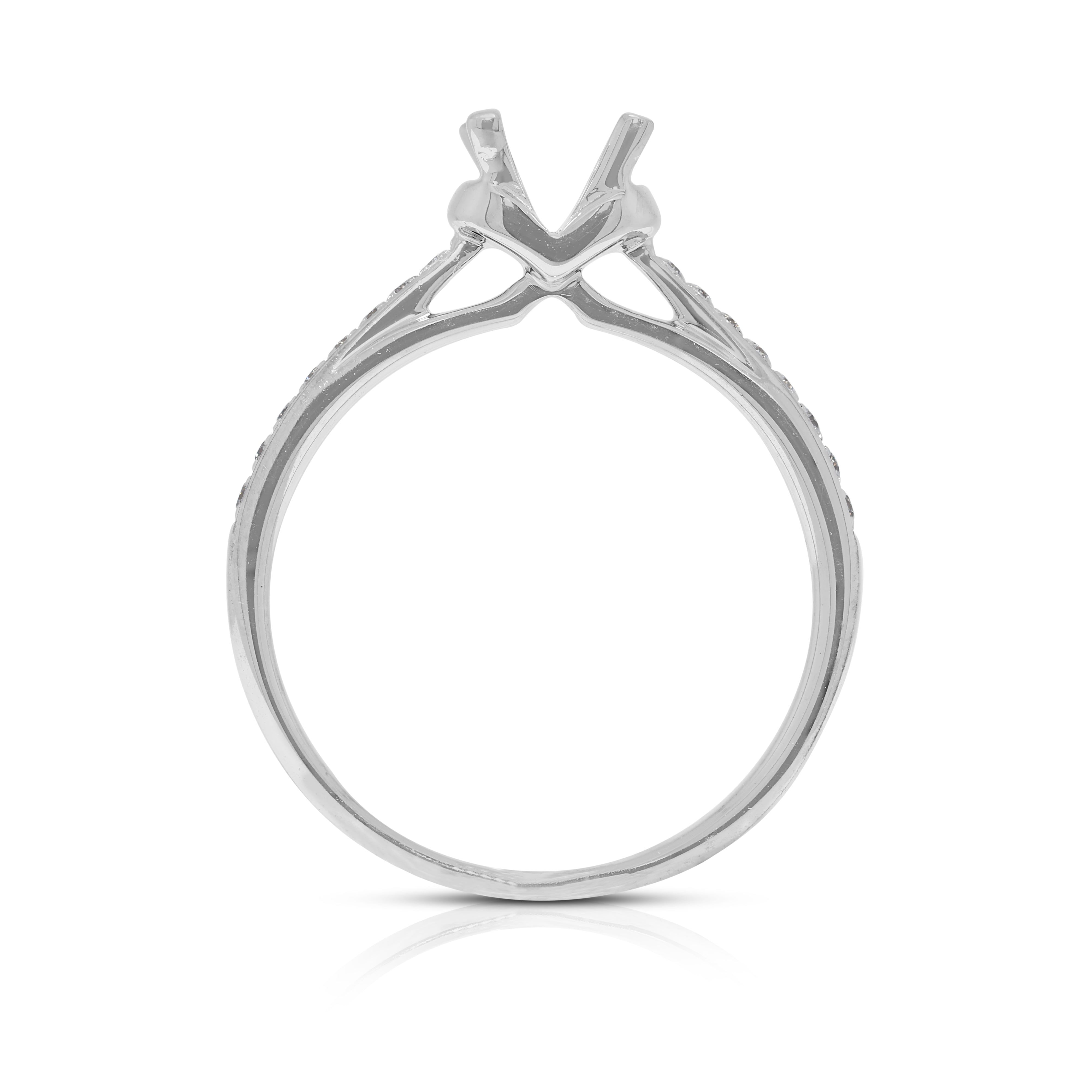 Dazzling 0.15ct Natural Diamond Pave Ring Setting in 18K White Gold