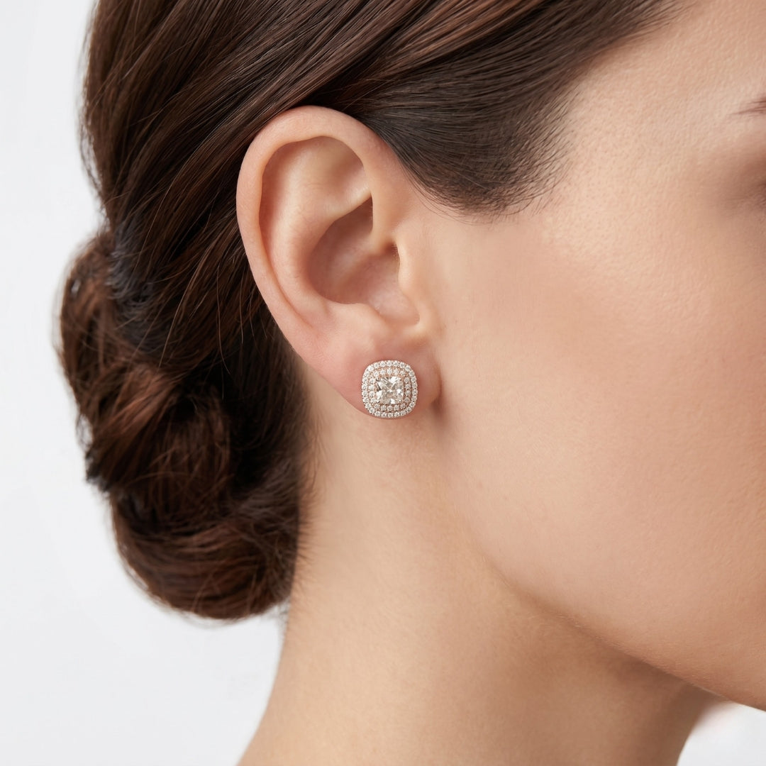 2.62 Carats IGI Certified Natural Diamonds 18k Rose Gold Stud Earrings