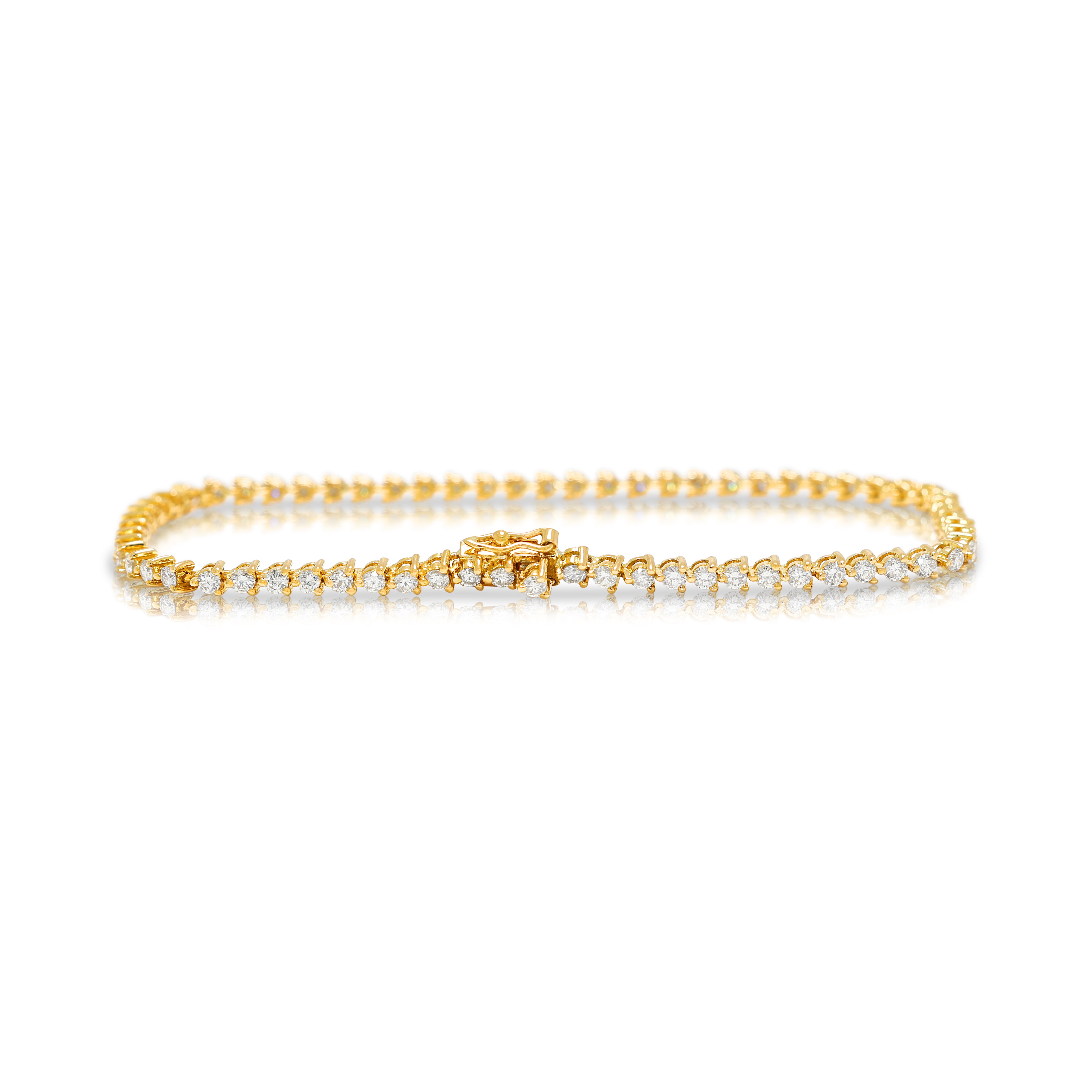 Classic 1.70ct Natural Diamond Tennis Bracelet in 18K Yellow Gold