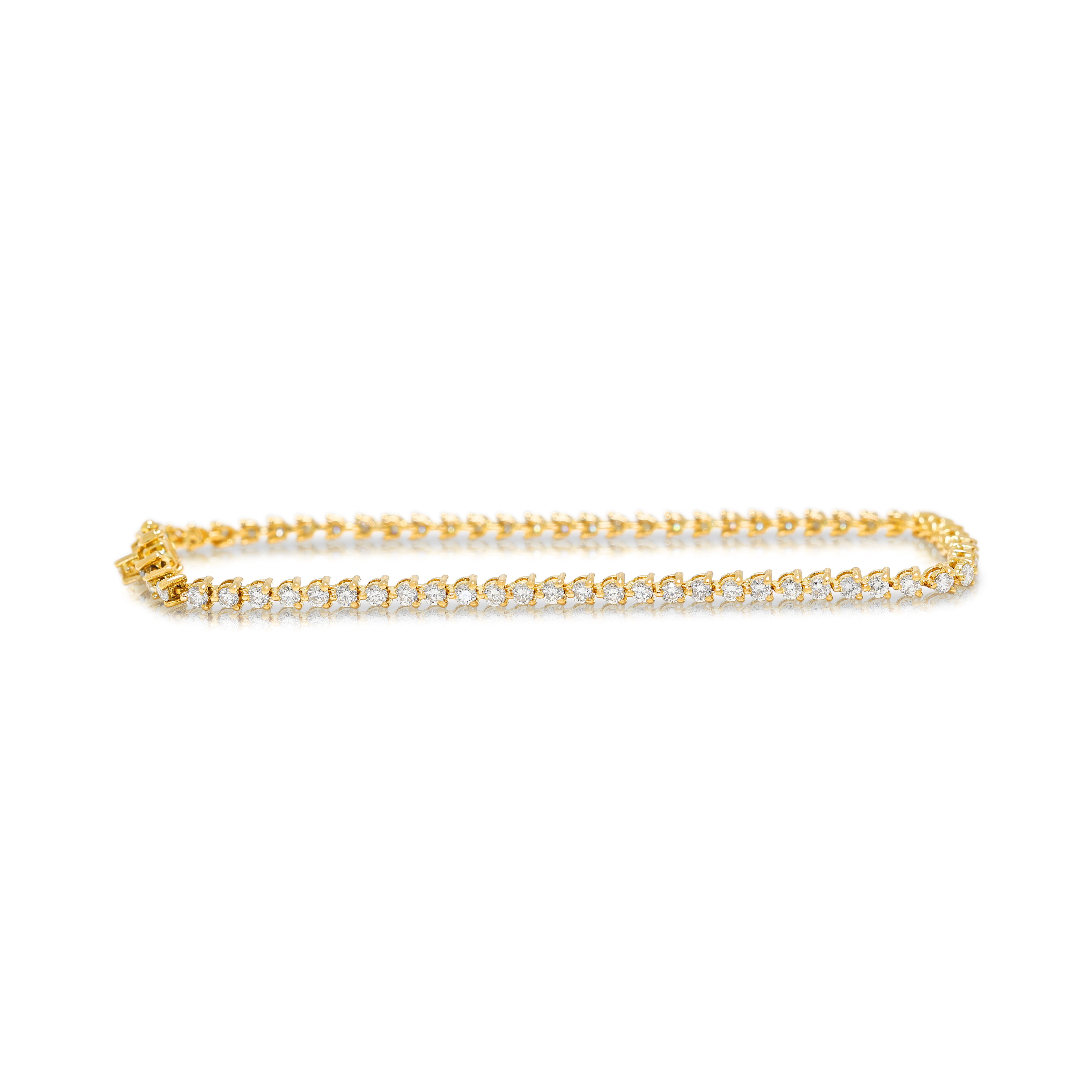 Classic 1.70ct Natural Diamond Tennis Bracelet in 18K Yellow Gold