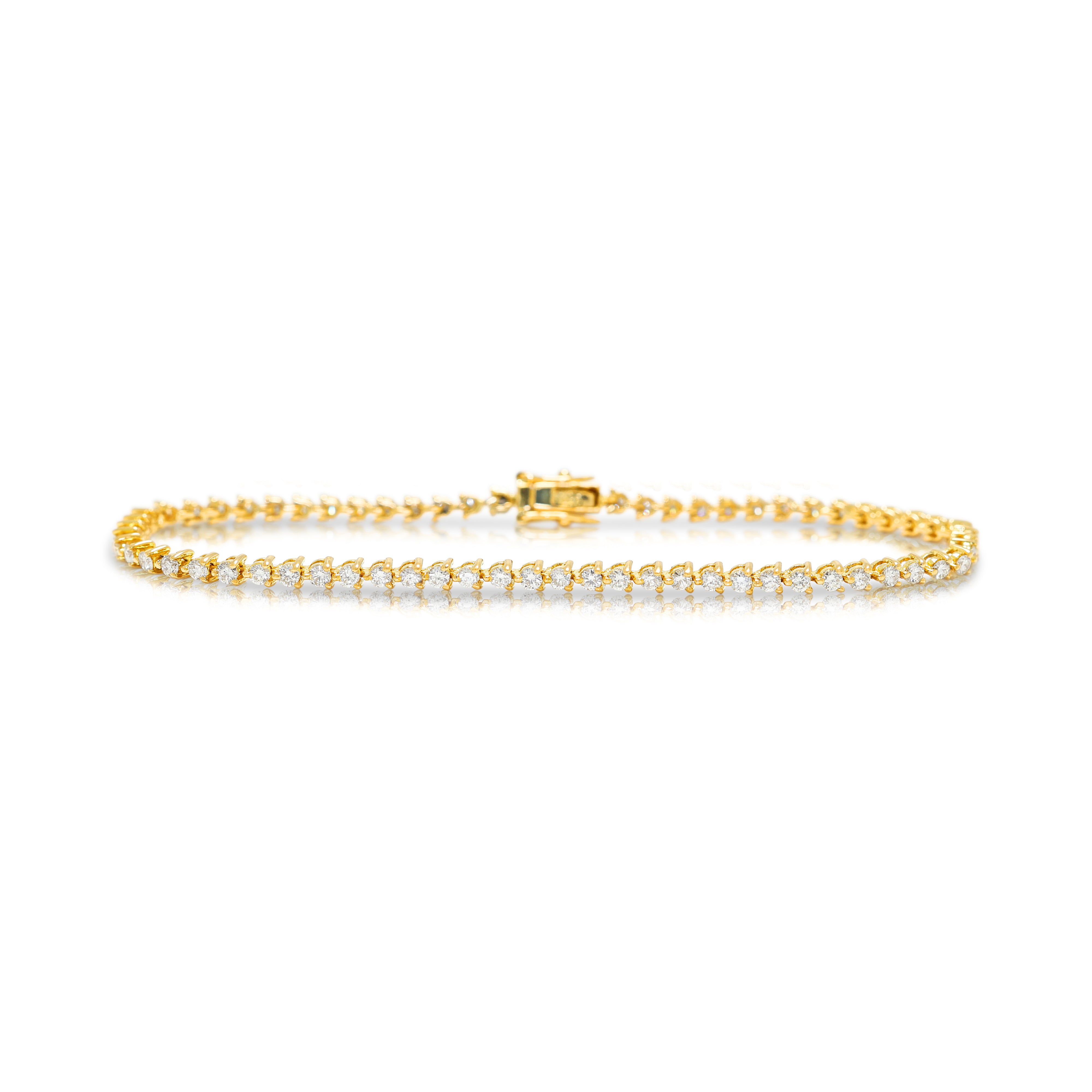 Classic 1.70ct Natural Diamond Tennis Bracelet in 18K Yellow Gold