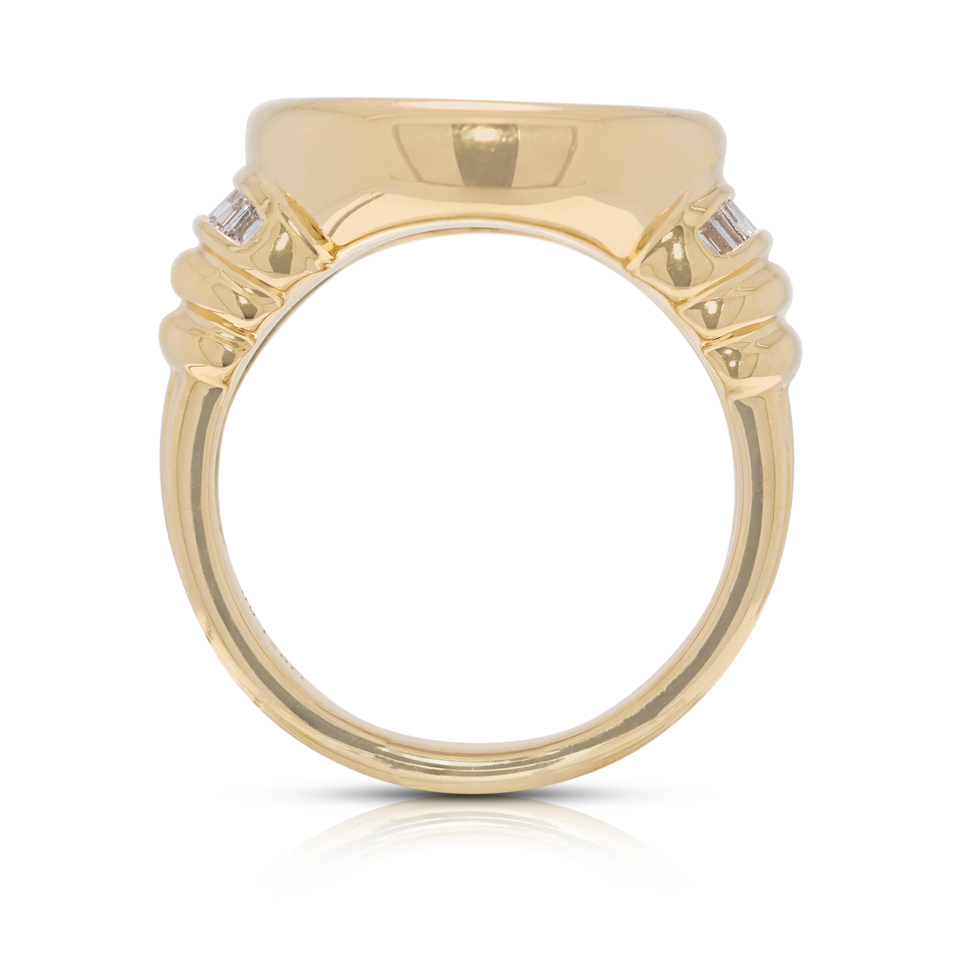 Bold 0.12ct Natural Diamond Medusa Coin Ring in 18K Yellow Gold