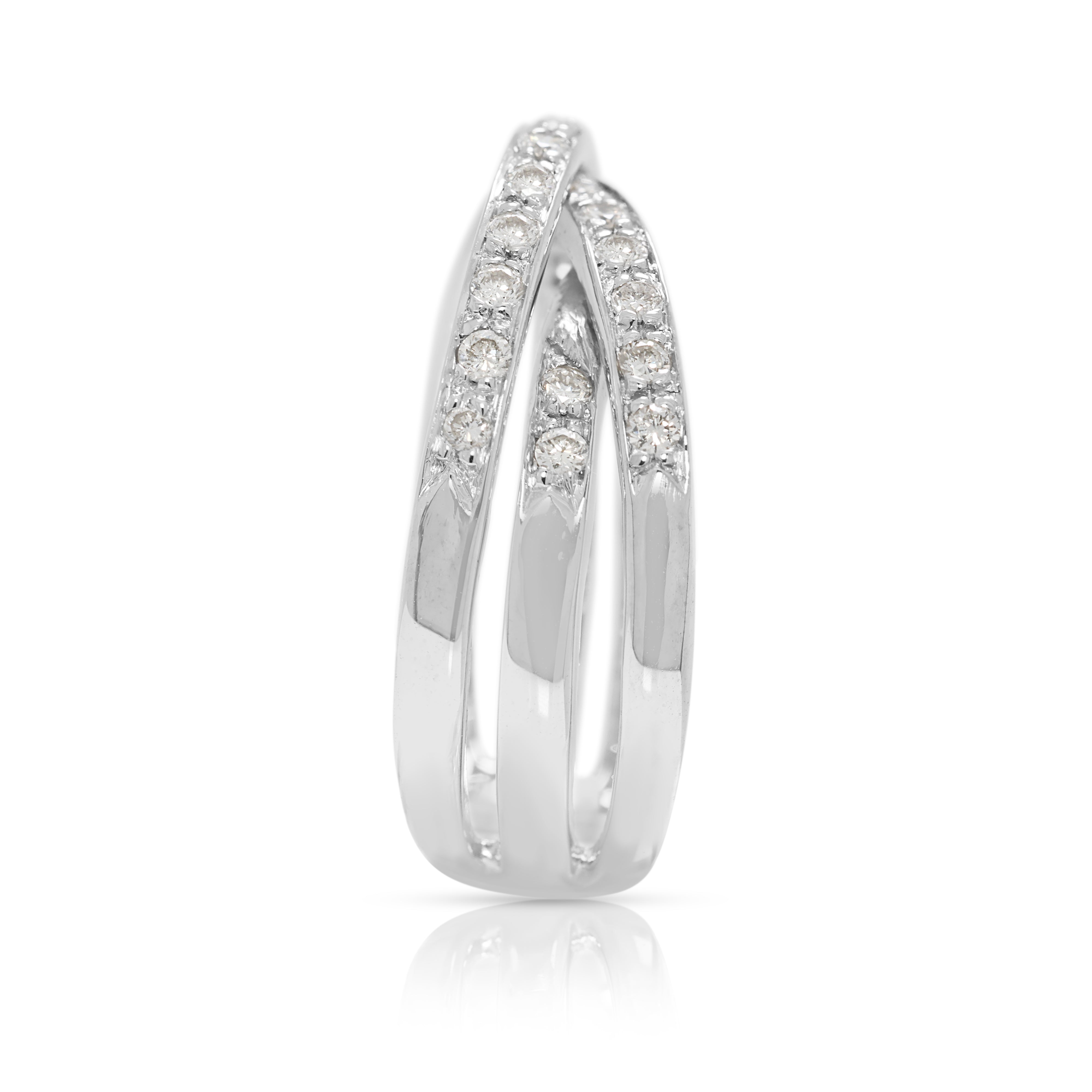 Elegant 0.64ct Natural Diamond Crossover Ring in 18K White Gold