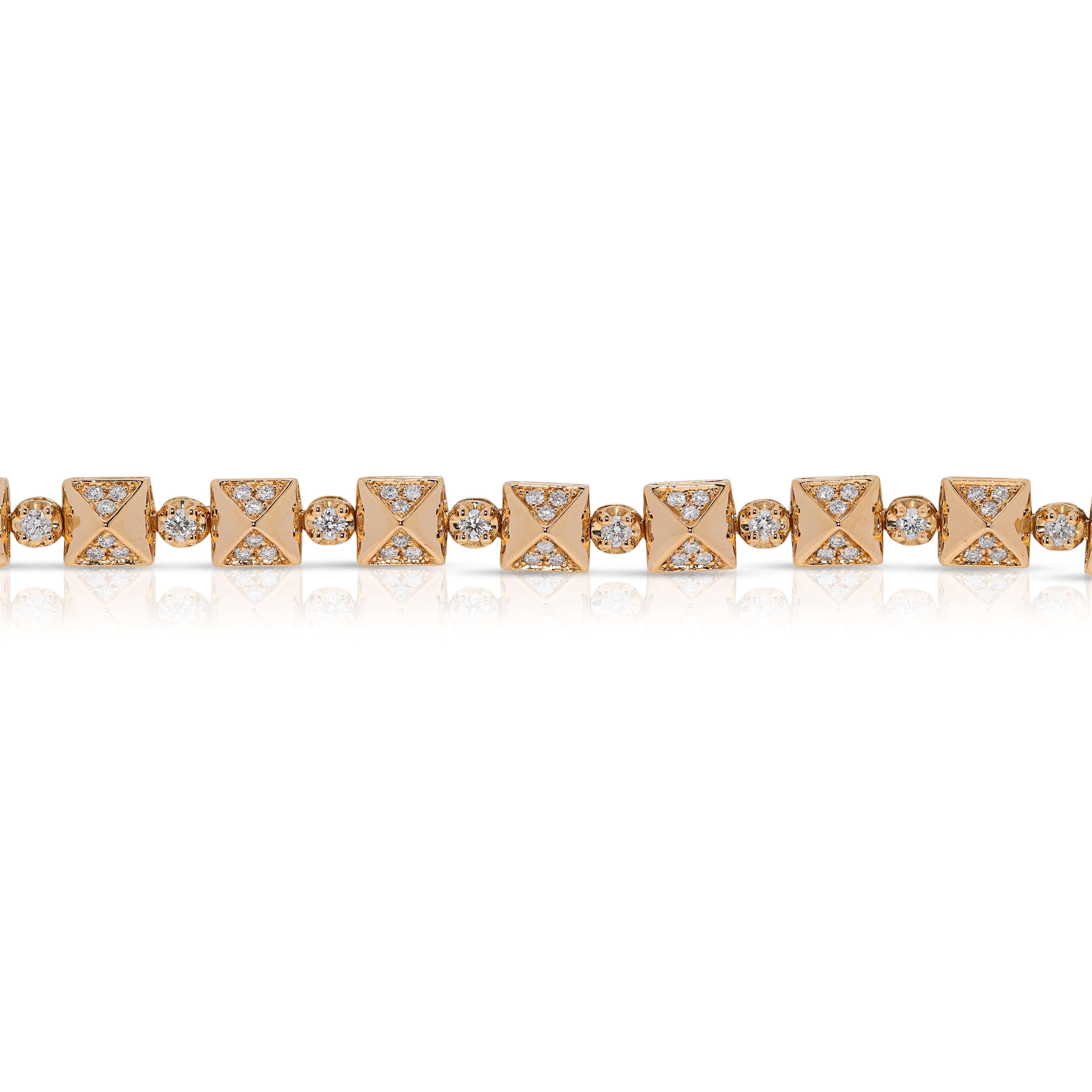 Luxurious 1.10ct Natural Diamond Link Bracelet in 18K Yellow Gold